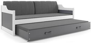 BMS Group Dětská postel s výsuvnou přistýlkou DAVID bílá Velikost postele: 200x90 cm, Barva výplní: Růžová