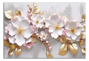 Obraz na plátně Zlaté a růžové květy , jednodílný 3179AX