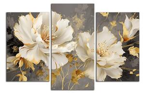 Obraz na plátně Bílé a zlaté květy , třídílný 3176CX