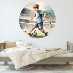 PIPPER. Kruhová samolepka na zeď "Chlapec fotbalista" Velikost: 100cm