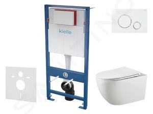 Kielle Set předstěnové instalace, klozetu Gaia, sedátka softclose a tlačítka Gemini II, bílá / chrom 30505SS25