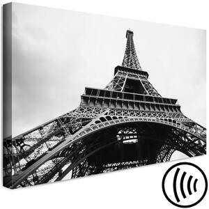 Obraz Ikona Paříže (1-dílný) - Černobílá architektura Eiffelovy věže