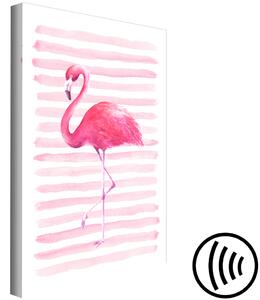Obraz Plamenák v růžovém stylu (1-dílný) - Pták na pozadí výrazných pruhů