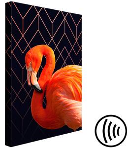 Obraz Expresivní pták (1-dílný) - Plamenák na pozadí geometrických forem