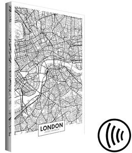 Obraz Londýnské ulice - černobílá, lineární mapa britského města