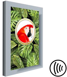 Obraz Papoušek mezi listy monstery (1-dílný) - Tropická džungle