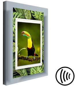 Obraz V krajině tropických listů (1-dílný) - Tukan na pozadí džungle