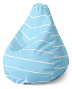 Sablio Sedací vak Pear Bílé linky na modré - 140 x 100 x 25 cm