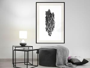 Plakát Kůra stromu - vertikální černobílá kompozice na jednotném bílém pozadí