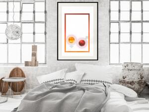 Plakát Mars a Venuše - abstrakce s párem planet a symboly pohlaví na bílém pozadí