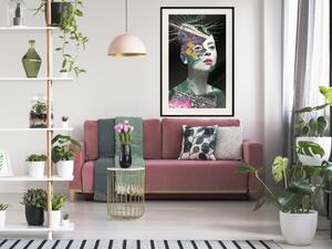 Plakát Barevný portrét - barevná abstraktní kompozice s tváří ženy