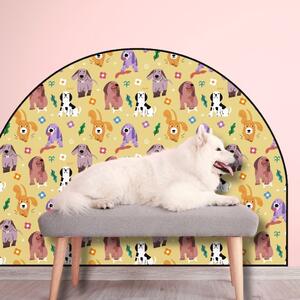 PIPPER. Ochranná textilní nálepka na zeď - Oblouk - Barevní psi Velikost: 120x96cm, Jméno: Bez jména
