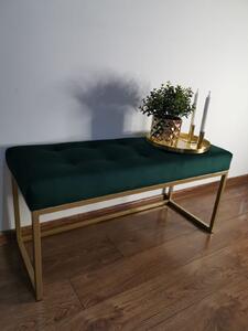 Moderní taburet/lavice Funny106, zlatá/zelená
