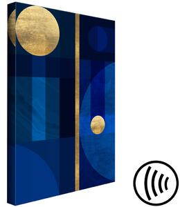 Obraz Zlatá kola (1 díl) - Geometrický tvar v klasické modré barvě
