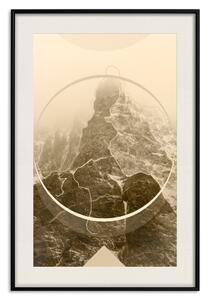 Plakát Moc hor v sépii - kompozice s krajinou horského pásma v zimě
