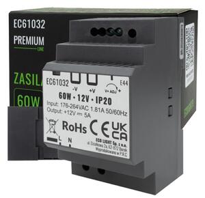 ECOLIGHT Napájecí zdroj na DIN lištu - 12V 60W 5A pro IP20 PREMIUM LED pásek
