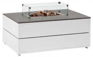 Stůl s plynovým ohništěm COSI- typ Cosipure 120 bílý rám / deska šedá Exteriér | Ohniště