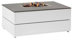 Stůl s plynovým ohništěm COSI- typ Cosipure 120 bílý rám / deska šedá Exteriér | Ohniště