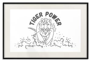 Plakát Tygří síla - jednoduchá černobílá kompozice s běžícím tygrem