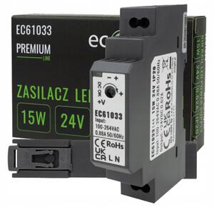 BERGE Napájení na DIN lištu - 24V 15W 0,62A pro IP20 PREMIUM LED pásek