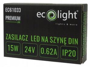 BERGE Napájení na DIN lištu - 24V 15W 0,62A pro IP20 PREMIUM LED pásek