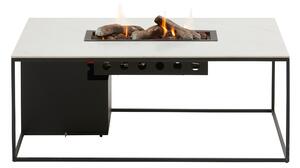 Stůl s plynovým ohništěm COSI- Design line černý rám / keramická deska bílá
