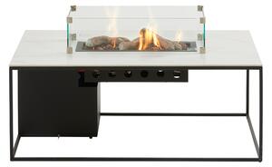 Stůl s plynovým ohništěm COSI- Design line černý rám / keramická deska bílá Exteriér | Ohniště