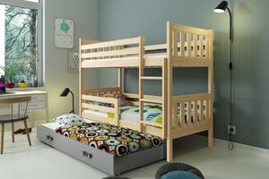 BMS Group Dětská patrová postel s přistýlkou CARINO 190x80 borovice Barva šuplíku: Grafit