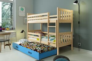 BMS Group Dětská patrová postel s přistýlkou CARINO 190x80 borovice Barva šuplíku: Bílá