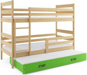 BMS Group Dětská patrová postel s přistýlkou ERYK borovice Velikost postele: 200x90 cm, Barva šuplíku: Růžová