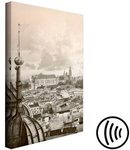 Obraz Královský hrad - krakovská panorama historického města v sépii