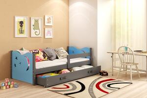 Dětská postel Andrea 1 80x160 s úložným prosotrem - 1 osoba - Grafitová, Modrá