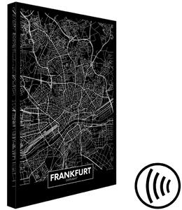 Obraz Černá mapa Frankfurtu - černobílá mapa s nápisy v angličtině