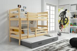 Dětská patrová postel s přistýlkou Eryk 3 | borovice Barva: Borovice / šedá, Rozměr: 160 x 80 cm