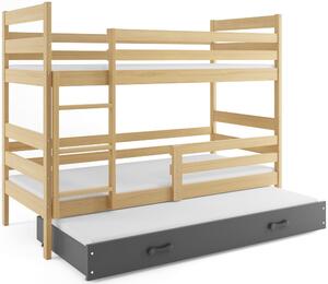 BMS Group Dětská patrová postel s přistýlkou ERYK borovice Velikost postele: 160x80 cm, Barva šuplíku: Grafit