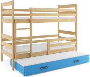BMS Group Dětská patrová postel s přistýlkou ERYK borovice Velikost postele: 160x80 cm, Barva šuplíku: Modrá