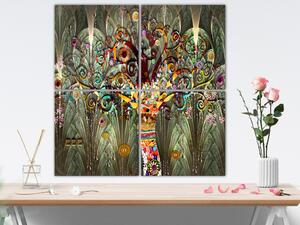 Obraz Barevný strom s vzory (4 díly) - Spirály Gustava Klimta