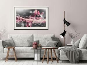 Plakát Plamen motýlů - lesklá abstrakce hmyzu ve stříbře a růži