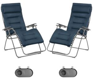 Zvýhodněná sada: 2× Relaxační křeslo Lafuma FUTURA XL BeComfort modrá Bleu Encre + 2× držák nápojů ZDARMA
