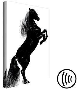 Obraz Kůň černý (1-dílný) - bílá kompozice se siluetou černého koně
