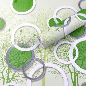 Samolepící tapety 45 cm x 10 m IMPOL TRADE 9451 zelené stromy s 3D kruhy samolepící tapety