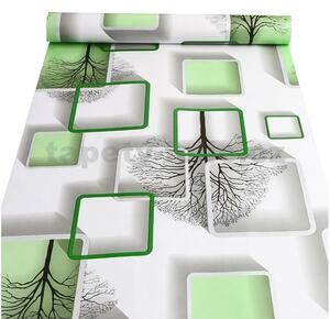 Samolepící tapety 45 cm x 10 m IMPOL TRADE 9459 stromy s rámečky s 3D efektem zelené samolepící tapety