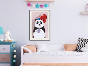 Plakát Panda s balónkem - barevná zábavná kompozice s medvědem pro děti