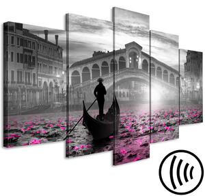 Obraz Kouzelné Benátky (5dílná) široká šedá