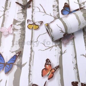 Samolepící fólie břízy s barevnými motýli 45 cm x 10 m IMPOL TRADE T35 samolepící tapety