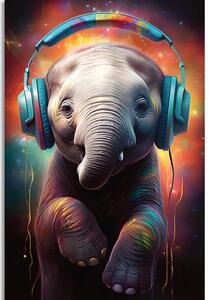 Obraz slon se sluchátky