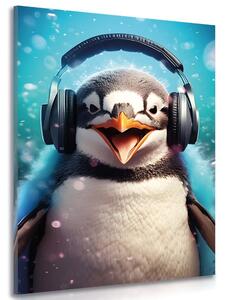 Obraz tučňák se sluchátky