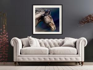 Plakát Majestátní kůň - kompozice s portrétem hnědého koně na černém pozadí
