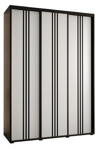 Šatní skříň YVONA 6 - 170/45 cm, černá / bílá / černá