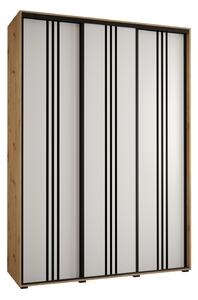 Šatní skříň YVONA 6 - 170/45 cm, dub artisan / bílá / černá